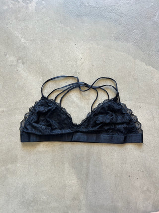 Lace Halter Bralette - Black