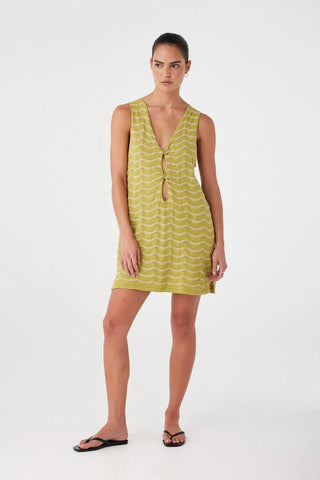 Onda Shift Dress - Matcha Wave