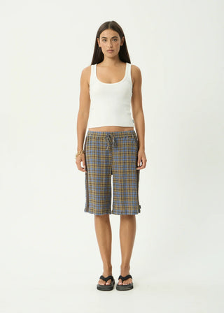 Alexa Longline Short - Cedar/Blue Check