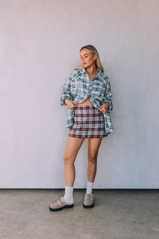 You’re Magic Flannel Skirt - Red/Blue