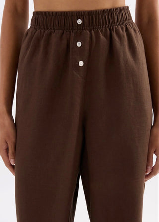 Lounge Linen Crop Pant - Chocolate