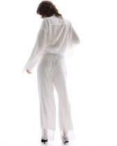 Frida Lace Hem Floral Pants - Cream