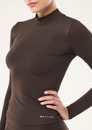 Foundation Mock Neck LS - Coffee