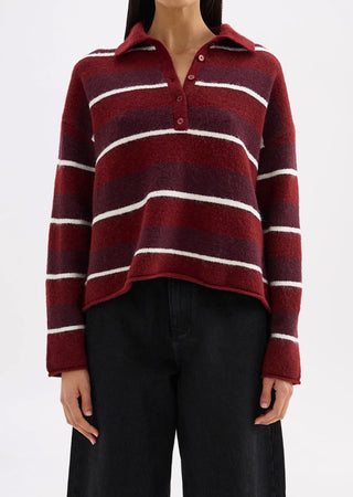 Maia Rugby Knit - Mulberry Stripe