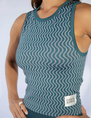 Wavy Lines Tank - Blue