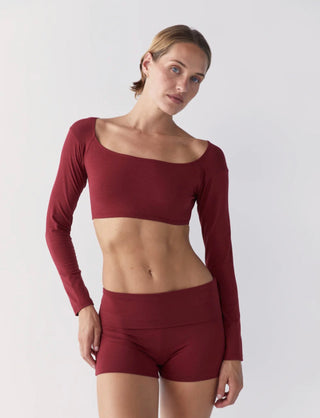 Fold Over Mini Short Organic Cotton/Bamboo - Cherry