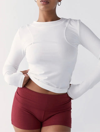 Fold Over Mini Short Organic Cotton/Bamboo - Cherry