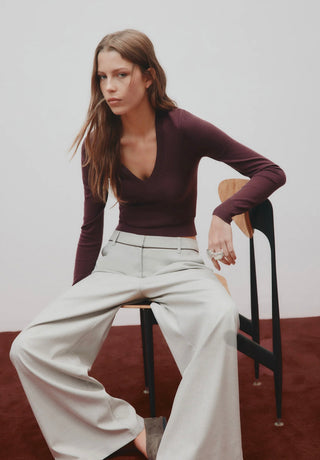 Abia Merino Blend Knit Top - Mulberry
