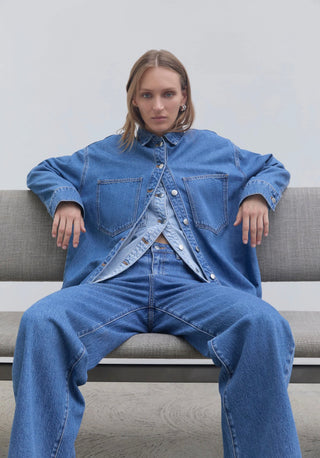 Organic Denim Overshirt - Royal Blue