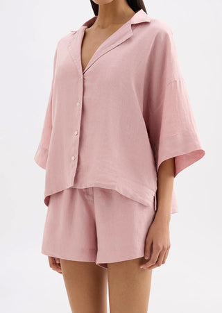 Lounge Linen Shirt - Blush