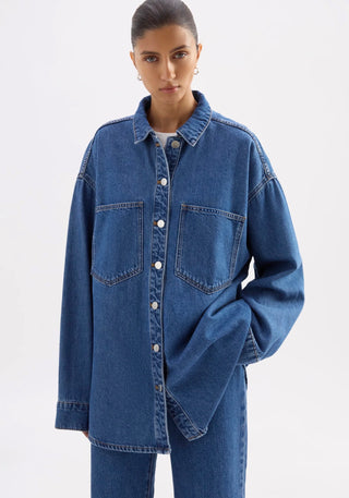 Organic Denim Overshirt - Royal Blue