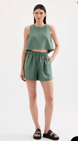 Sian Linen Top - Emerald