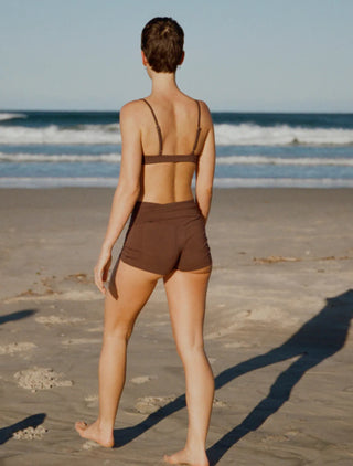 The Fold Over Mini Short Organic Cotton/Bamboo - Dark Brown