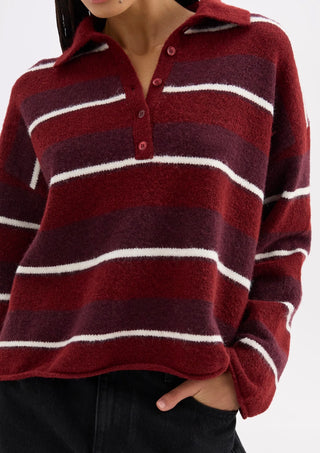 Maia Rugby Knit - Mulberry Stripe