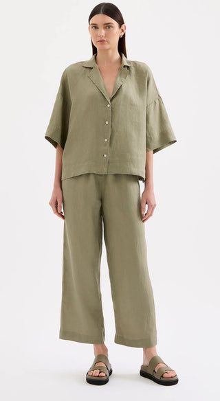 Lounge Linen Crop Pant - Kalamata