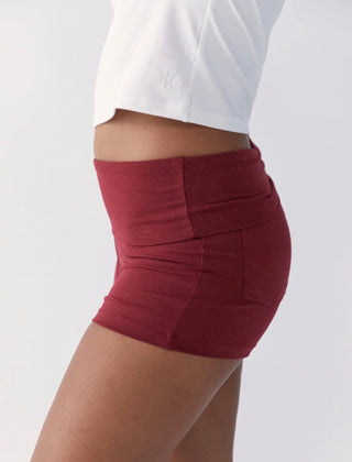 Fold Over Mini Short Organic Cotton/Bamboo - Cherry