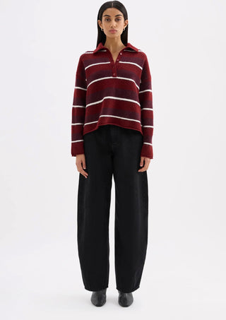 Maia Rugby Knit - Mulberry Stripe