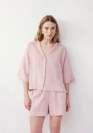 Lounge Linen Shirt - Blush