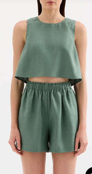 Sian Linen Top - Emerald
