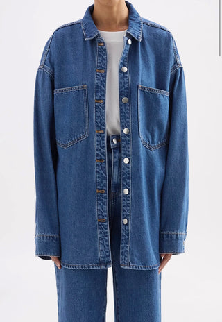 Organic Denim Overshirt - Royal Blue