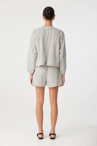 Chloe Tie Front Blouse - Black Check