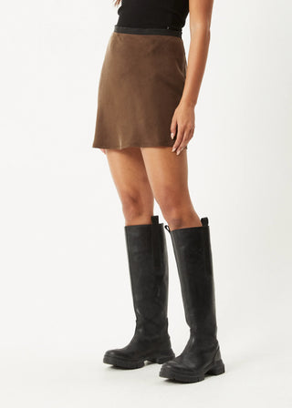 Gemma Cupro Mini Skirt - Coffee