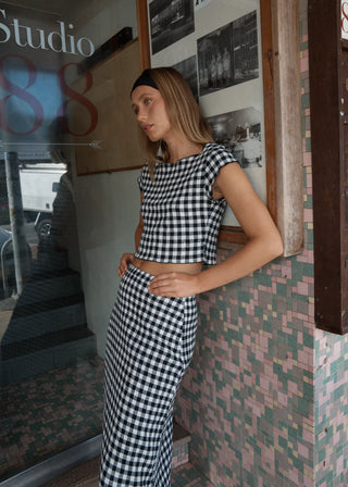 Rowan Seersucker Skirt - Black/White