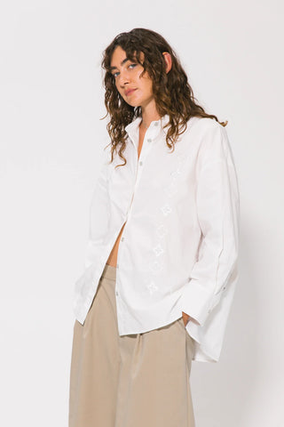 Emblem Long Sleeve Shirt - White