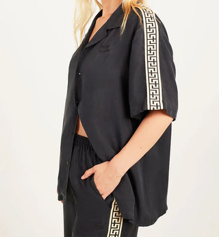 Geo Resort Lyocell Shirt - Black/Cream