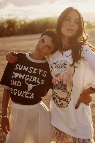 The Sunsets + Cowgirls Tee - Black