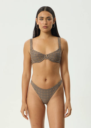 Hometown Bikini Top - Coffee/White