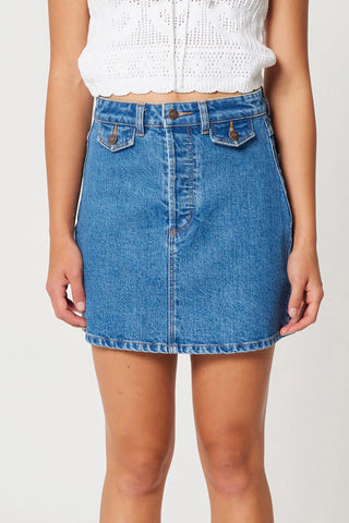 A Line Denim Mini Skirt - Lia