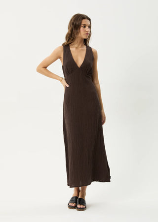 Focus Seersucker Maxi Dress - Coffee