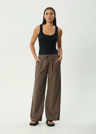 Cyrus Wide Leg Pant - Coffee Stripe