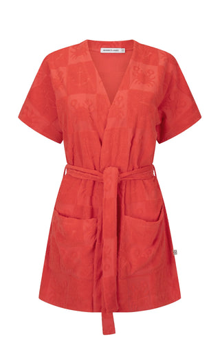 Seaside Terry Kimono - Lobster Red