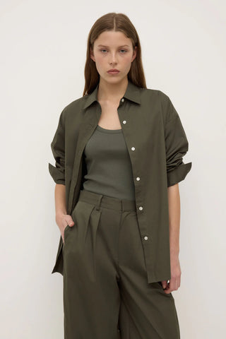 Marigold Poplin Long Sleeve Shirt - Moss