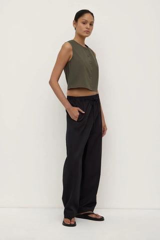 Cherry Button Front Top - Moss