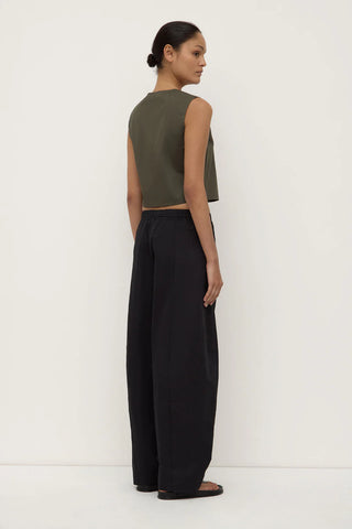 Cherry Button Front Top - Moss