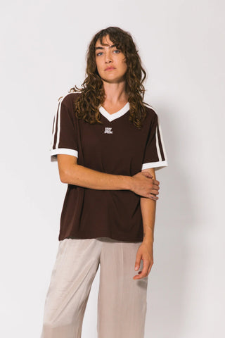 Classic Mesh Stripe Tee - Mocha