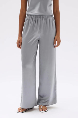 Ena Silk Pants - Silver