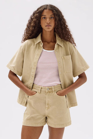 Boxy Denim Short - Tan