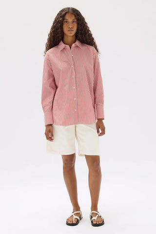 Signature Poplin Shirt - Papaya/White