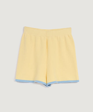 Contrast Knit Shorts - Butter/Blue