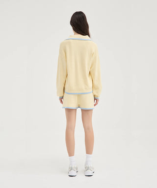 Contrast Knit Shorts - Butter/Blue