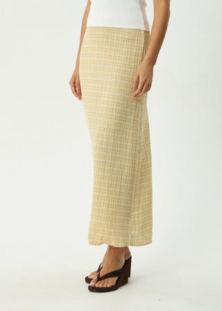 Sunday Seeksucker Maxi Skirt - Lemon Check