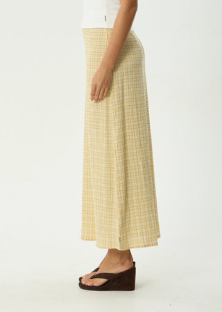 Sunday Seeksucker Maxi Skirt - Lemon Check