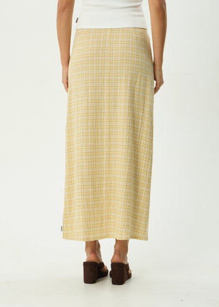 Sunday Seeksucker Maxi Skirt - Lemon Check