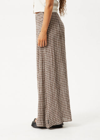 Base Seersucker Maxi Skirt - Coffee Check
