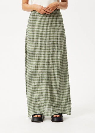 Base Seersucker Maxi Skirt - Deep Green Check
