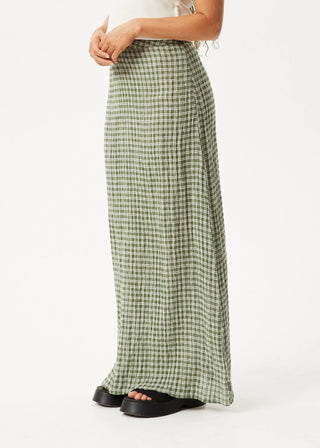 Base Seersucker Maxi Skirt - Deep Green Check